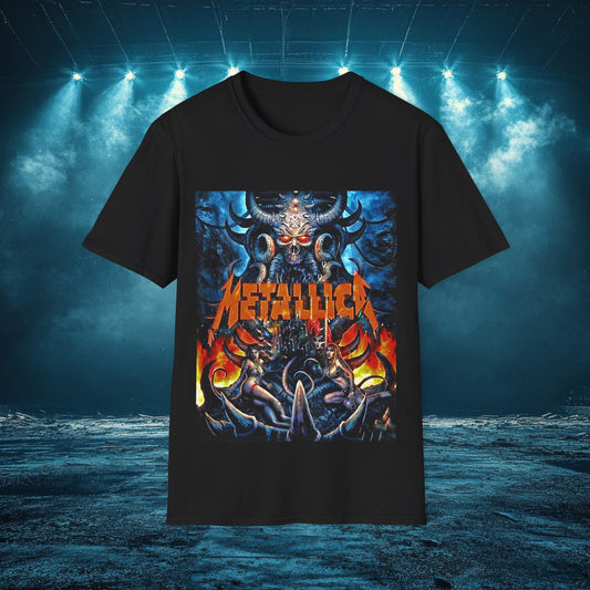 Metallica Skull Graphic 7 Unisex Softstyle T-Shirt, Band Tee, Music Apparel, Perfect Gift for Rock Fans, Concert Wear, Casual Style