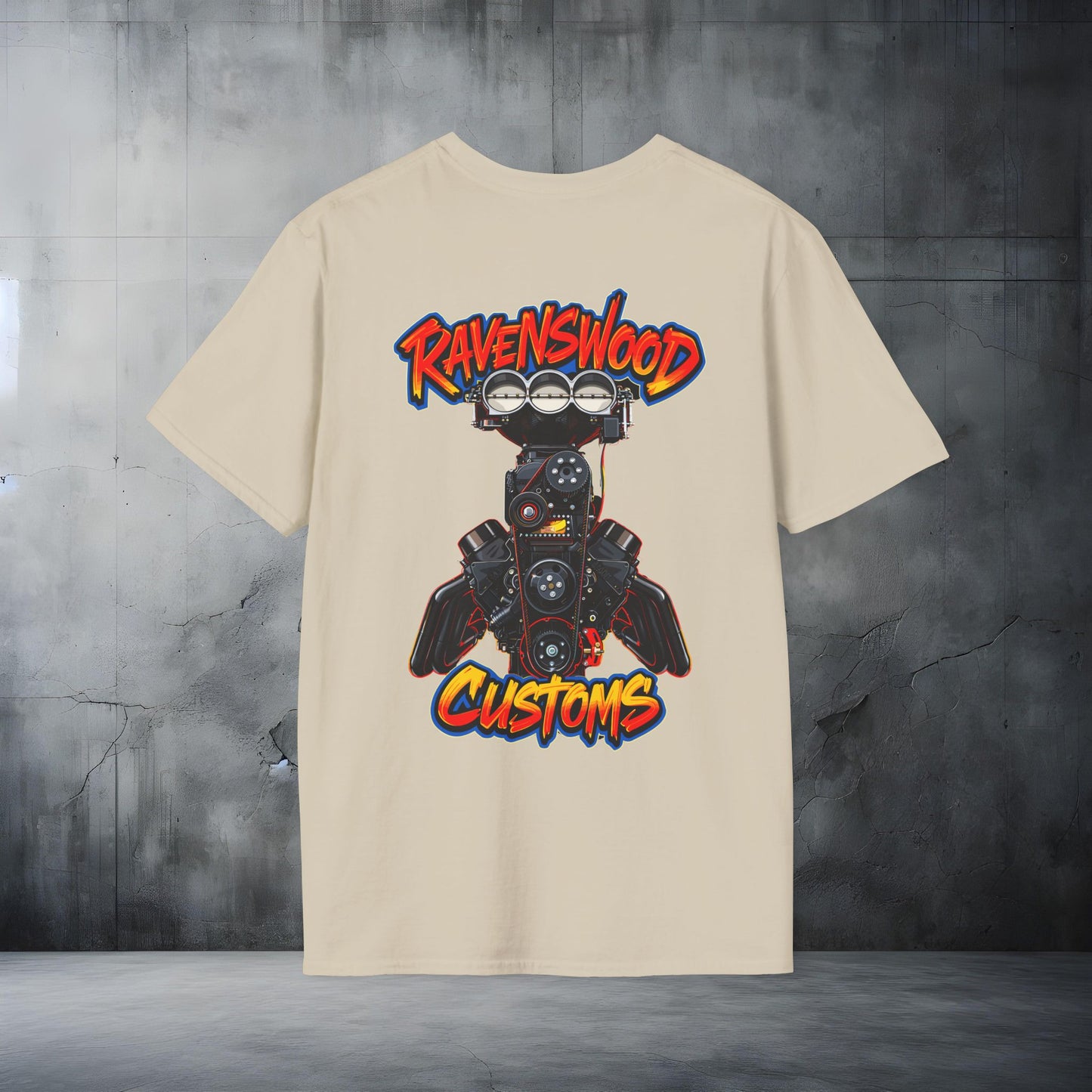 Ravenswood Customs Blown Injected Chevy Engine Graphic T-Shirt