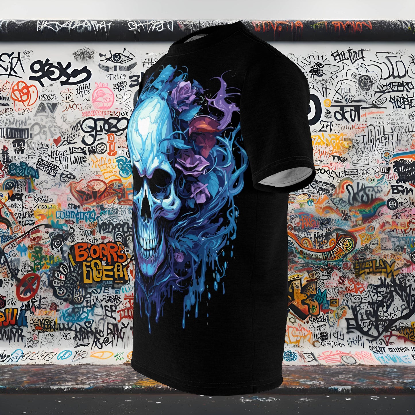 Blue Skull Unisex Cut & Sew Tee (AOP)