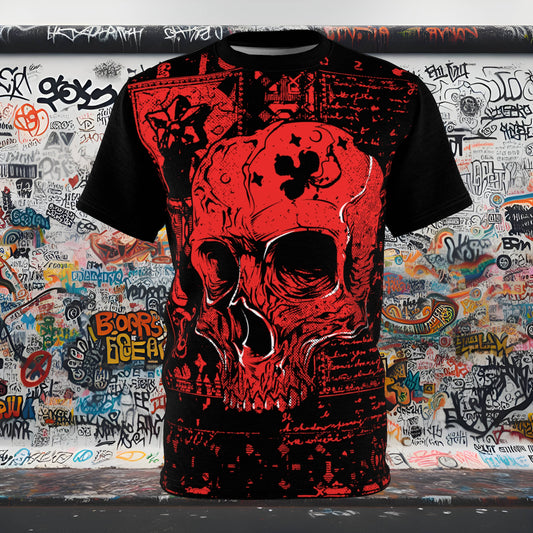 Red Skull Unisex Cut & Sew Tee (AOP)